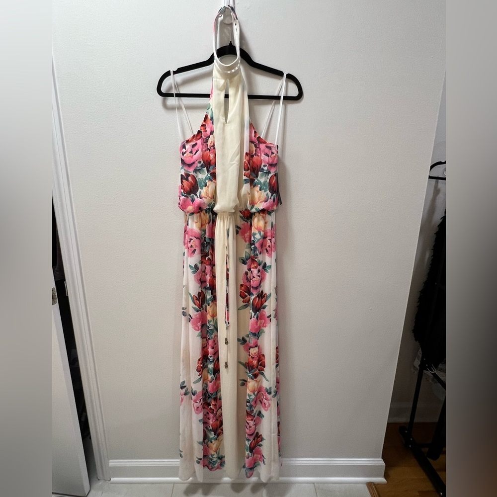 City Studio Floral Halter Maxi Dress Size L